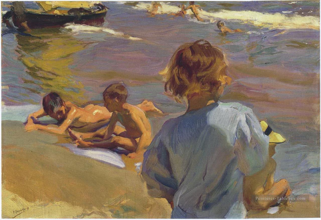 enfants sur la plage valencia 1916 Peintures à l'huile